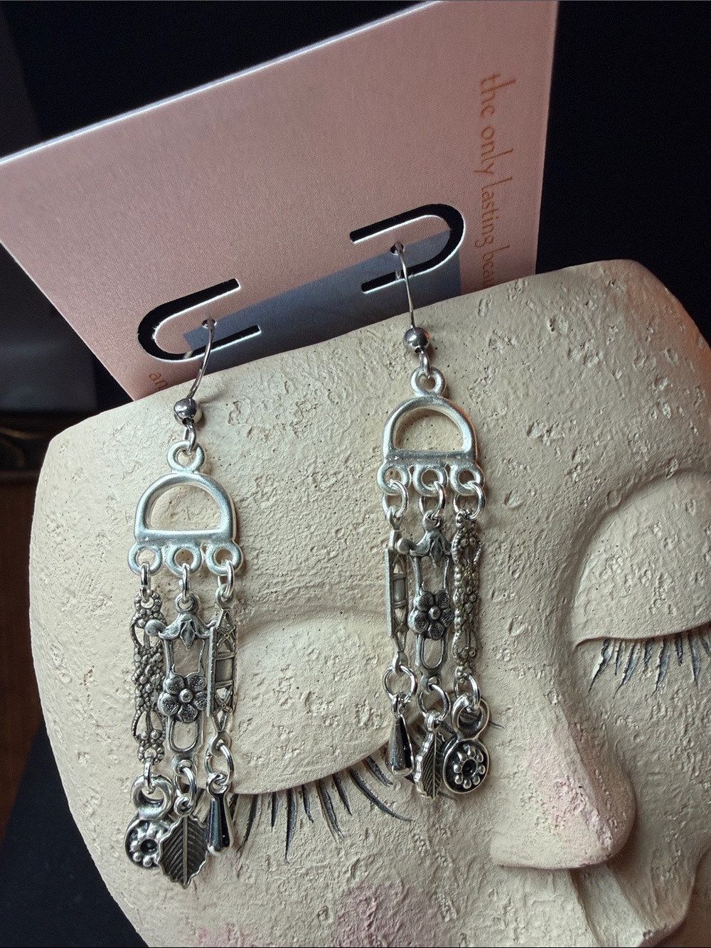 Silver Boho Dangle Earrings with Charms